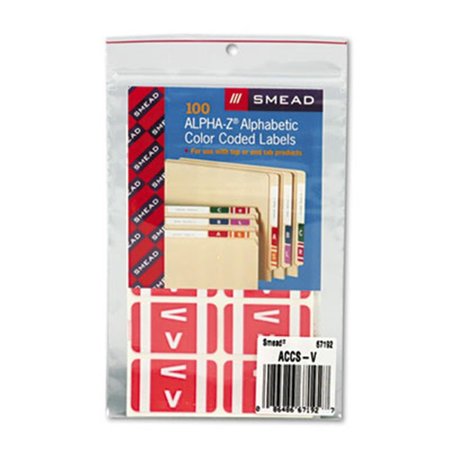 SMEAD Alpha-Z Color-Coded Second Letter Labels- Letter V- Pink- 100/Pack 67192